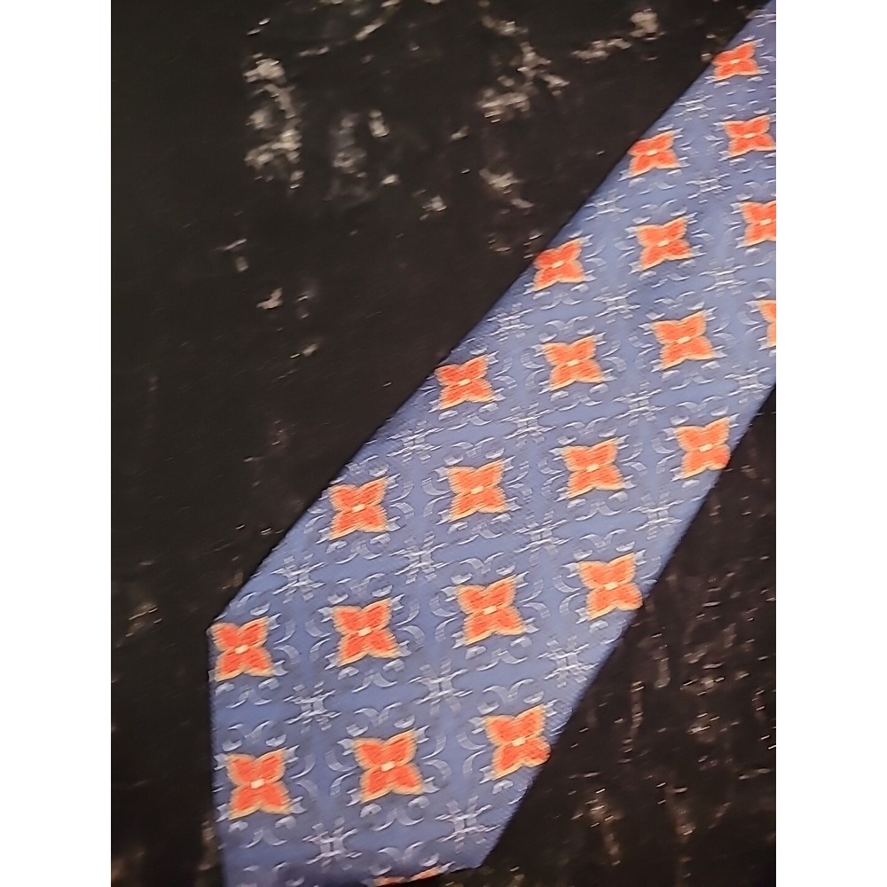 New Cape Cod Neckwear Mens Neck Tie Blue Red Floral Gold Accent Keeper Suit